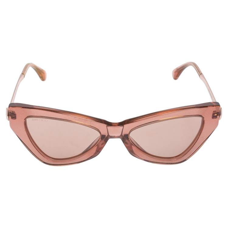 Pre Owned Jimmy Choo Shimmer Pink/ Rose Gold W662S Donna Cat Eye Sunglasses