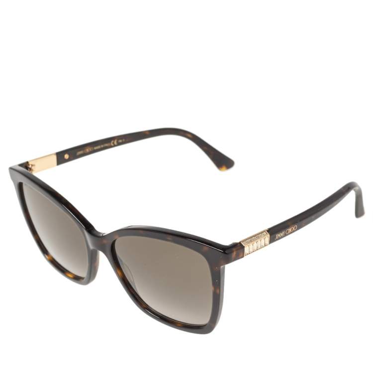 Pre Owned Jimmy Choo Brown Tortoise Acetate Alis 086HA Gradient Square Sunglasses