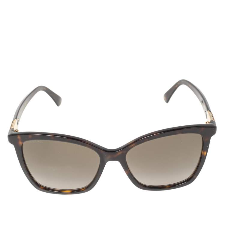Pre Owned Jimmy Choo Brown Tortoise Acetate Alis 086HA Gradient Square Sunglasses