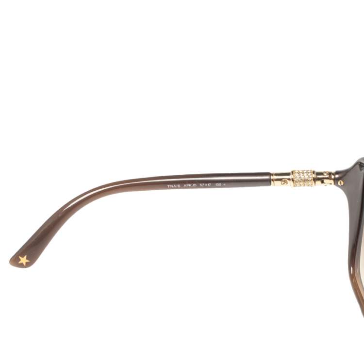 Pre Owned Jimmy Choo Brown Acetate Tina Embellished Gradient Oversized Sunglasses