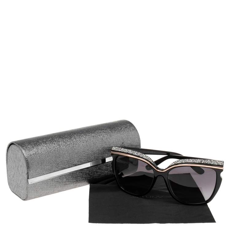 Pre Owned Jimmy Choo Black Sophia/S Crystal Embellished Square Gradient Sunglasses