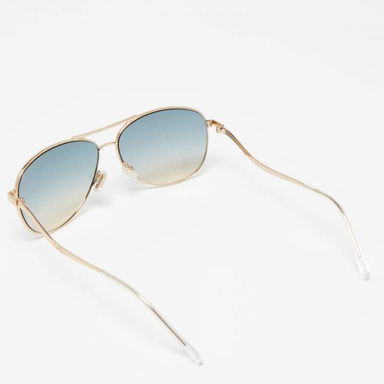 Pre Owned Jimmy Choo Blue/Gold Tone ESSY/S Gradient Aviator Sunglasses