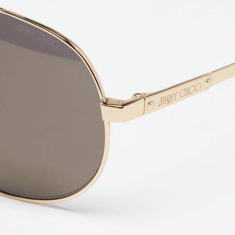 Pre Owned Jimmy Choo Gold Tone/ Grey Benny Aviator Sunglasses