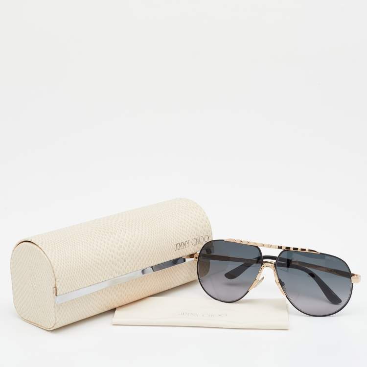 Pre Owned Jimmy Choo Gold Tone/Grey Gradient Benny FHGHD Aviator Sunglasses