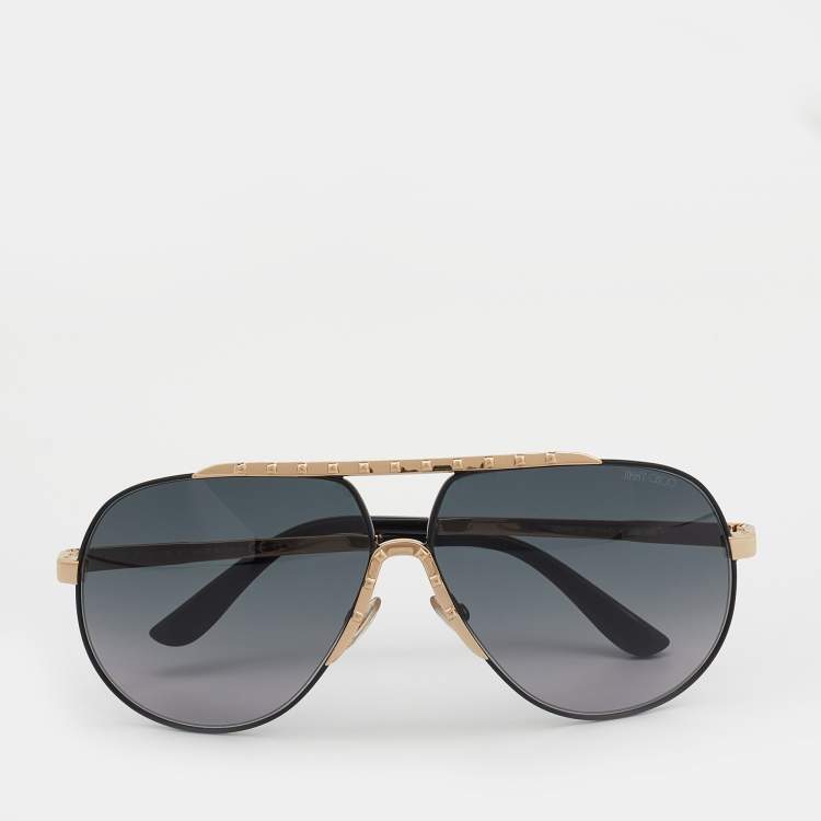Pre Owned Jimmy Choo Gold Tone/Grey Gradient Benny FHGHD Aviator Sunglasses