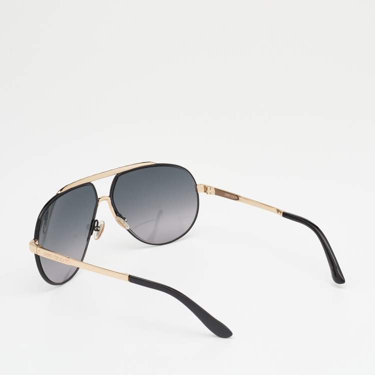 Pre Owned Jimmy Choo Gold Tone/Grey Gradient Benny FHGHD Aviator Sunglasses