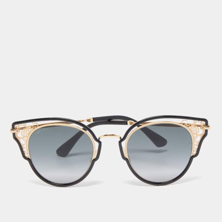 Pre Owned Jimmy Choo Black/Gold DHELIA/S Cat Eye Sunglasses