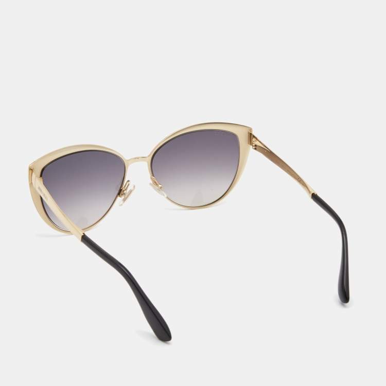 Pre Owned Jimmy Choo Black/Gold Metal Frame Cat Eye Sunglasses
