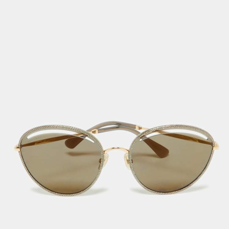 Pre Owned Jimmy Choo Gold/Grey MALYA/S Cat-Eye Sunglasses