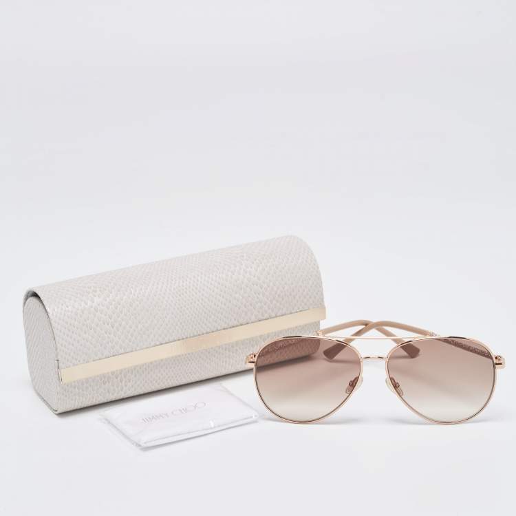 Pre Owned Jimmy Choo Beige/Gold Gradient Devan/S Aviator Sunglasses