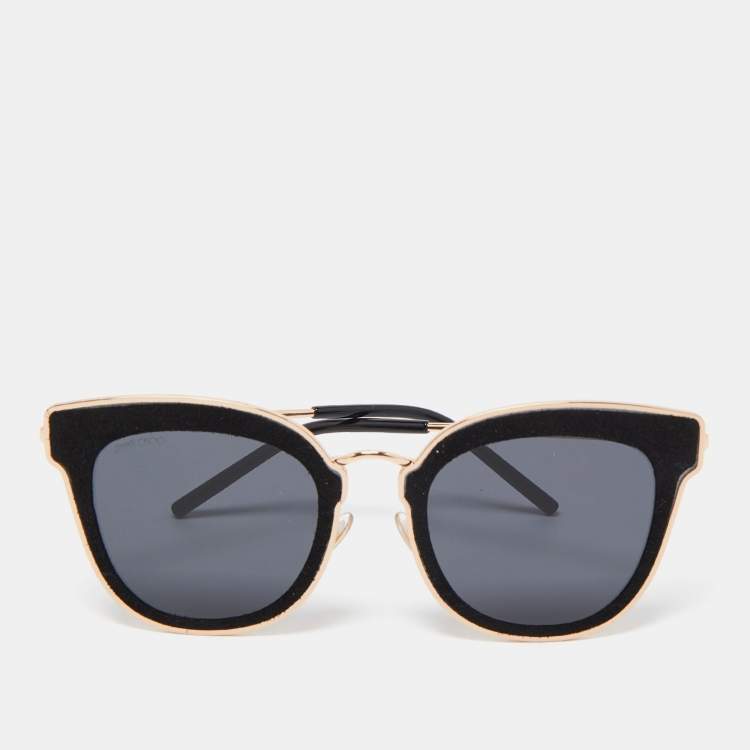 Pre Owned Jimmy Choo Black/Gold Nile/S Cat Eye Sunglasses