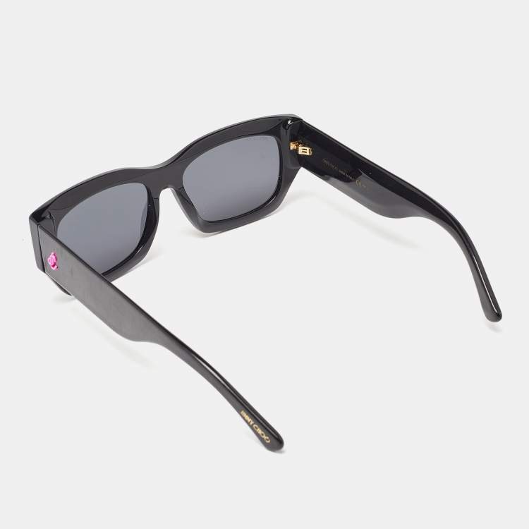 Pre Owned Jimmy Choo Black/Black CAMI/S Rectangle Sunglasses