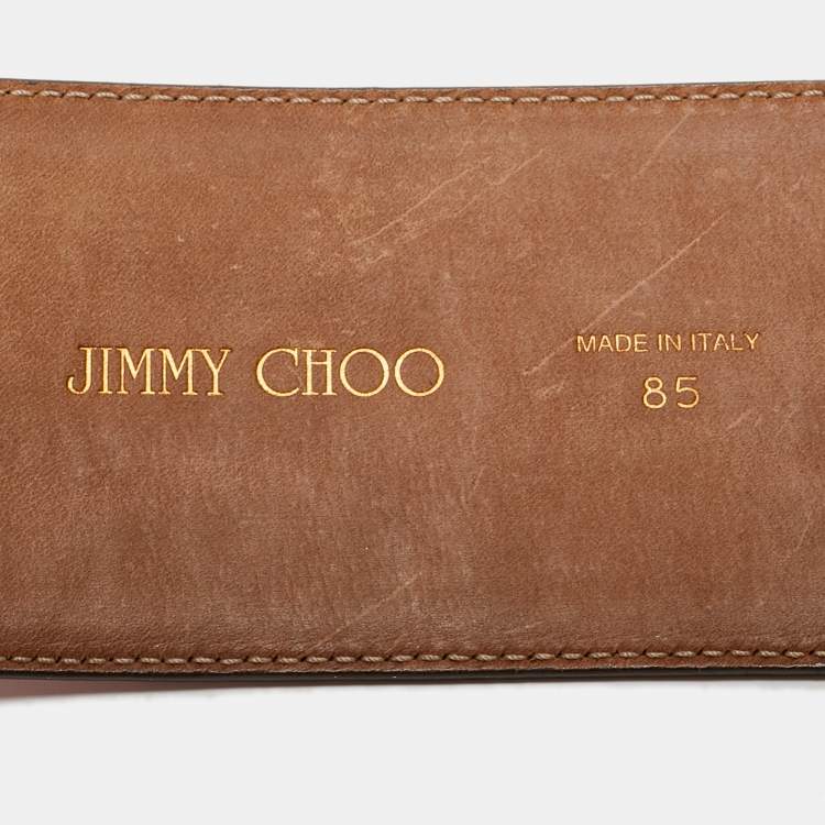 Pre Owned Jimmy Choo Pink Croc Embossed Leather Waist Belt 85 CM