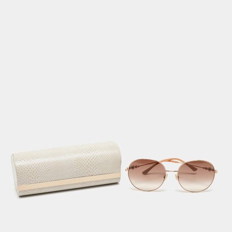 Pre Owned Jimmy Choo Rose Gold Gradient Birdie/S Round Sunglasses