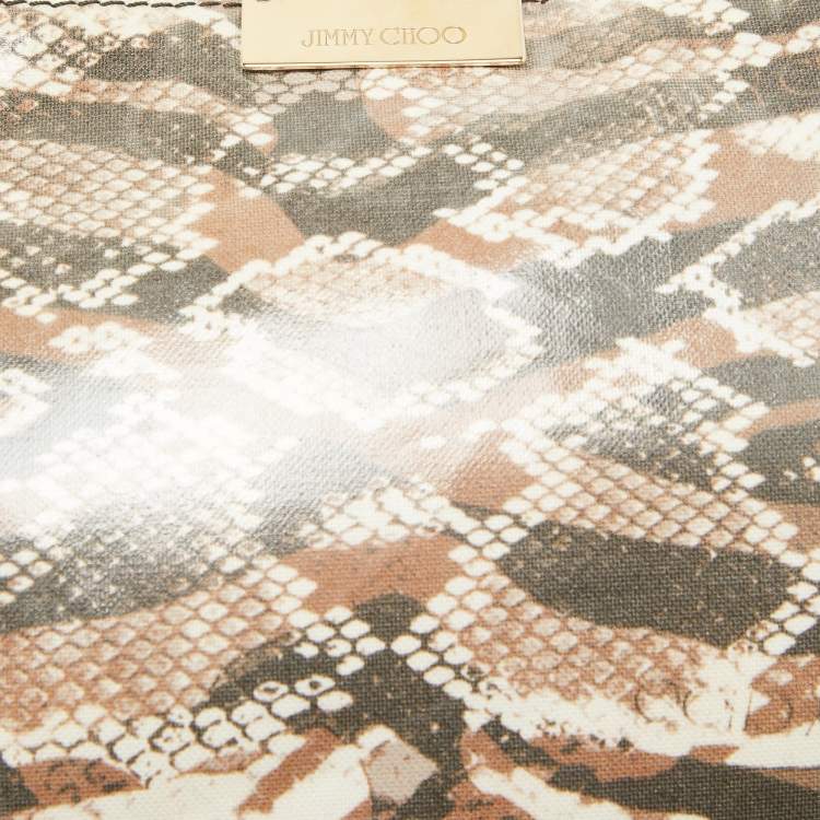 Pre Owned Jimmy Choo Tri Color Python Print Patent Leather Derek Clutch