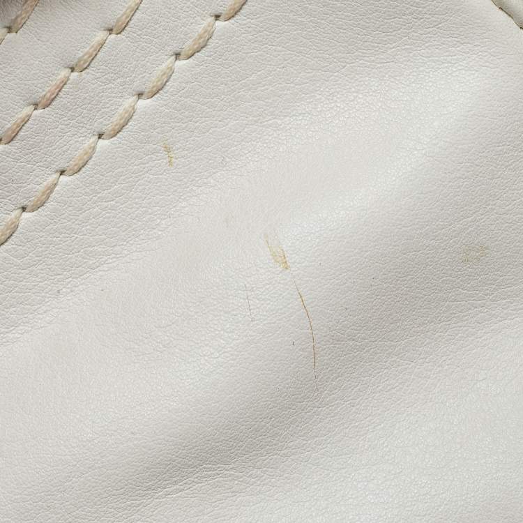 Pre Owned Jimmy Choo White/Black Leather Frame Chain Bag