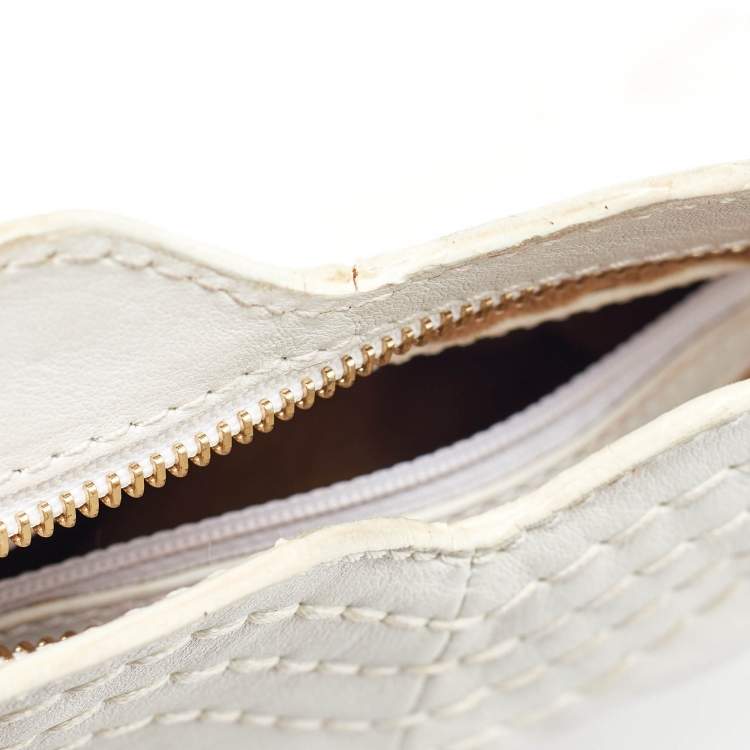 Pre Owned Jimmy Choo White/Black Leather Frame Chain Bag