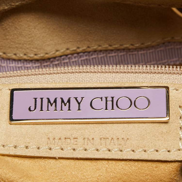 Pre Owned Jimmy Choo Beige Suede and Lurex Riki Tote