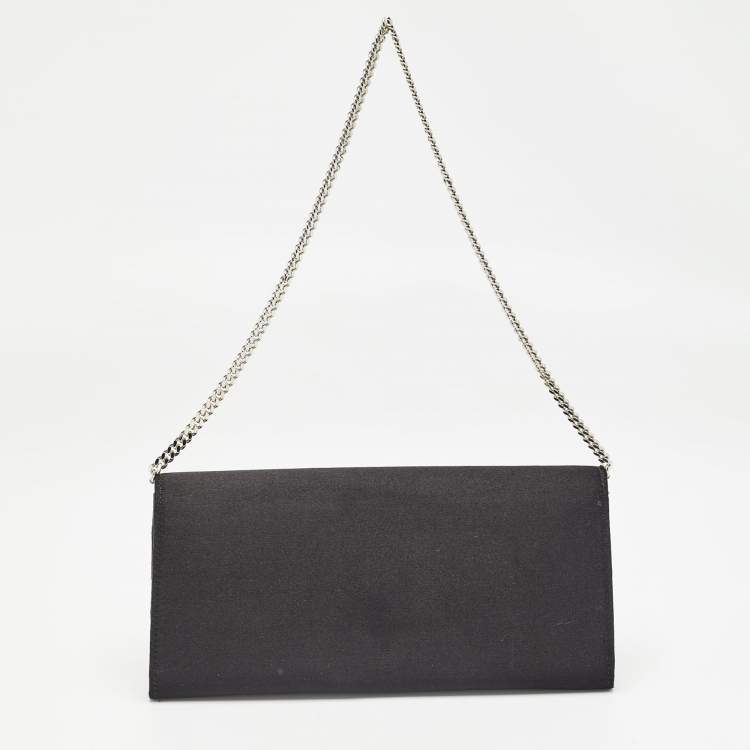 Pre Owned Jimmy Choo Black Satin Margot Chain Clutch