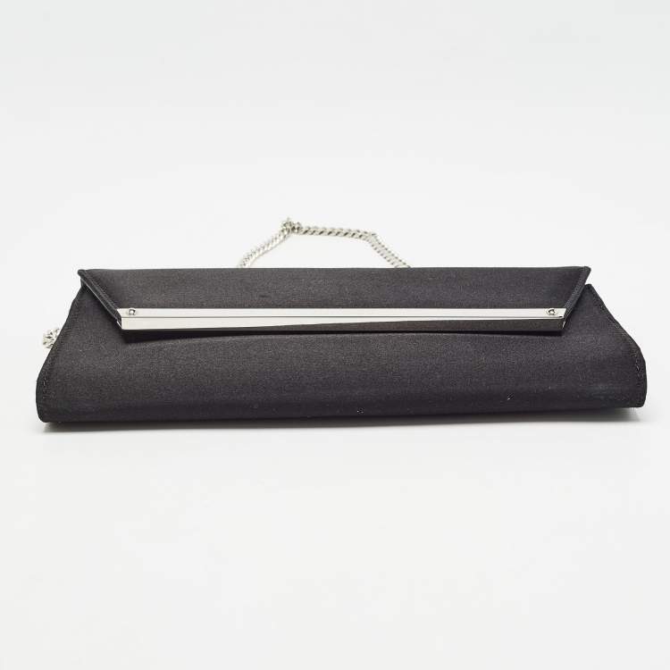 Pre Owned Jimmy Choo Black Satin Margot Chain Clutch