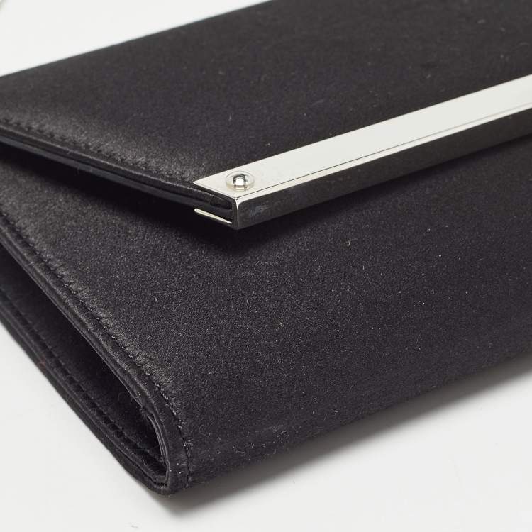 Pre Owned Jimmy Choo Black Satin Margot Chain Clutch