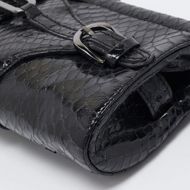 Pre Owned Jimmy Choo Black Snakeskin Tulita Clutch