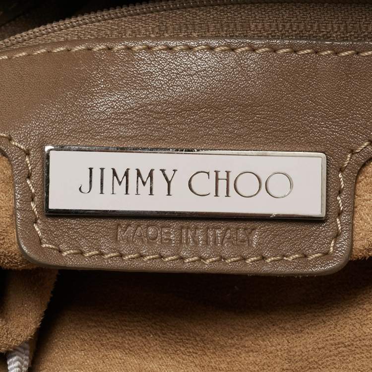 Pre Owned Jimmy Choo Brown Leather and Suede Leather Studded Saba Hobo