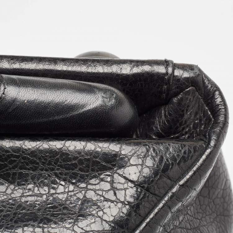 Pre Owned Jimmy Choo Black Pebbled Leather Rolling Weekender Bag