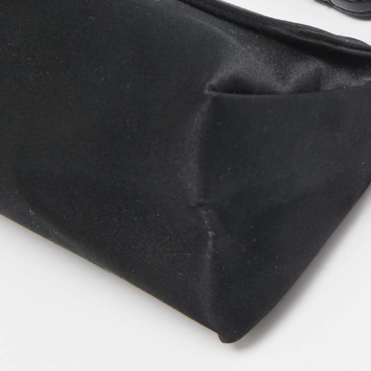 Pre Owned Jimmy Choo Black Satin Crystal Tulita Clutch