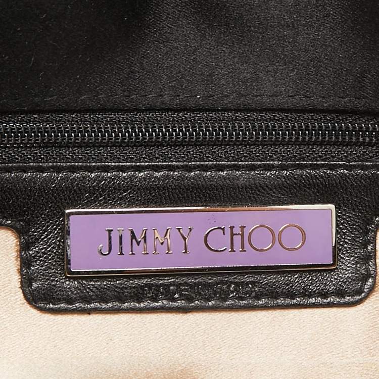 Pre Owned Jimmy Choo Black Satin Crystal Tulita Clutch