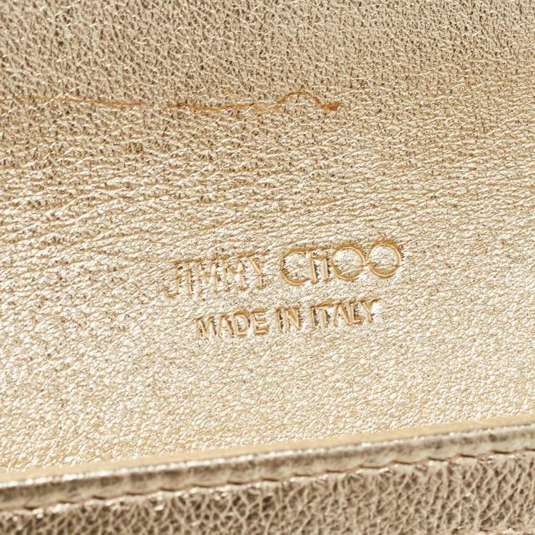 Pre Owned Jimmy Choo Gold Glitter Leather Reese Clutch