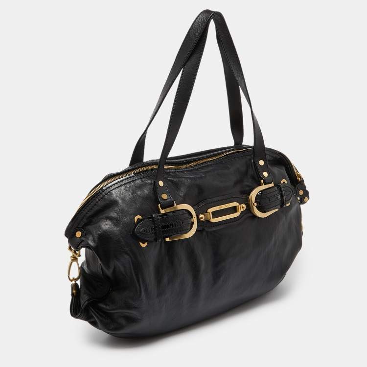 Pre Owned Jimmy Choo Black Leather Shopper Tote