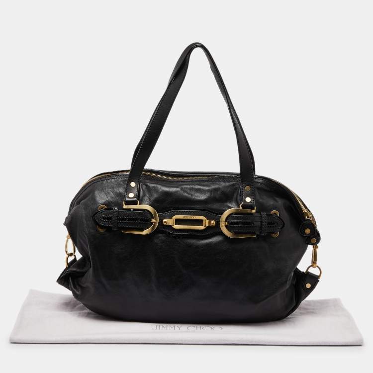 Pre Owned Jimmy Choo Black Leather Shopper Tote