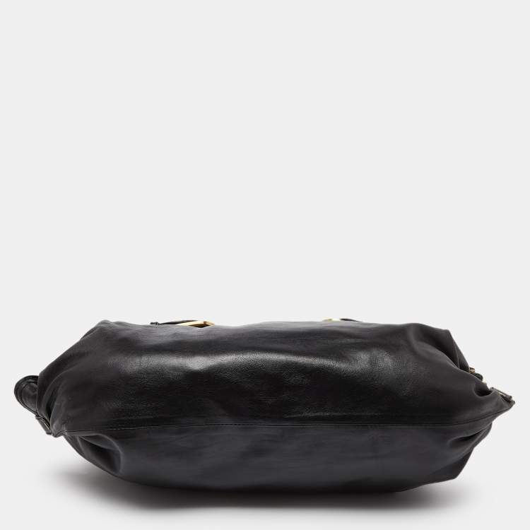 Pre Owned Jimmy Choo Black Leather Shopper Tote