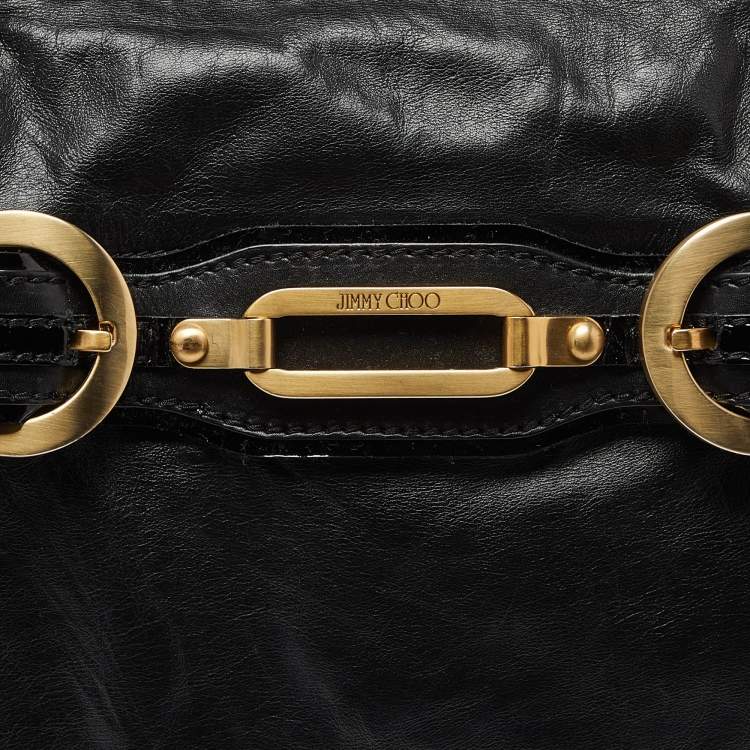 Pre Owned Jimmy Choo Black Leather Shopper Tote