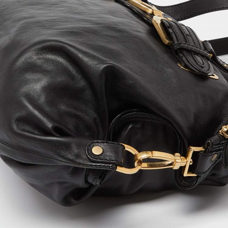 Pre Owned Jimmy Choo Black Leather Shopper Tote