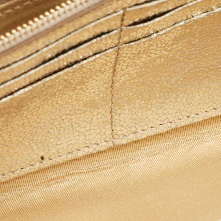 Pre Owned Jimmy Choo Gold Glitter Fabric Milla Chain Clutch