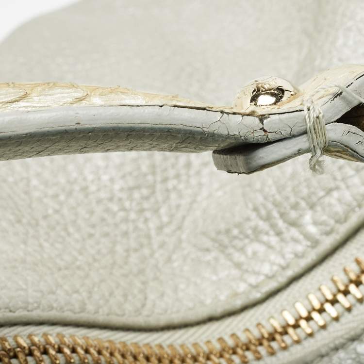 Pre Owned Jimmy Choo Silver Leather Large Solar Hobo