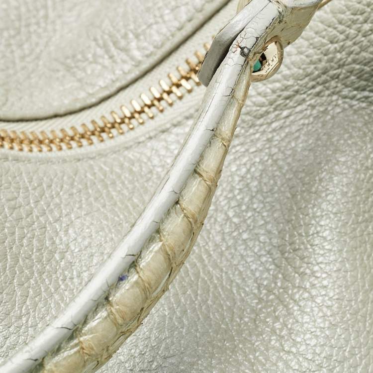 Pre Owned Jimmy Choo Silver Leather Large Solar Hobo