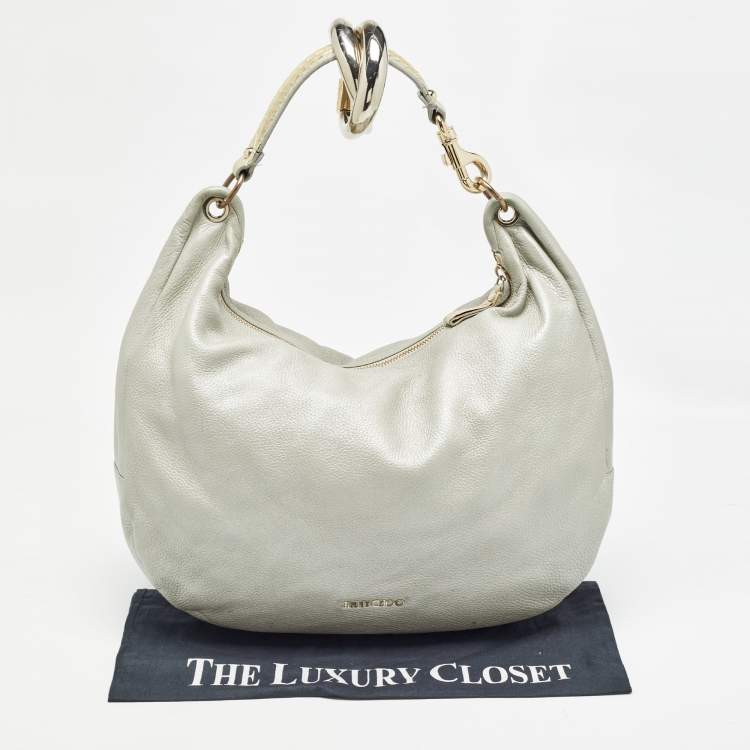 Pre Owned Jimmy Choo Silver Leather Large Solar Hobo