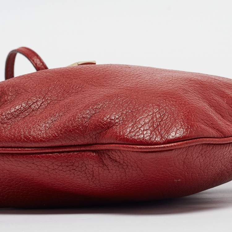 Pre Owned Jimmy Choo Red Leather Drawstring Shoulder Bag
