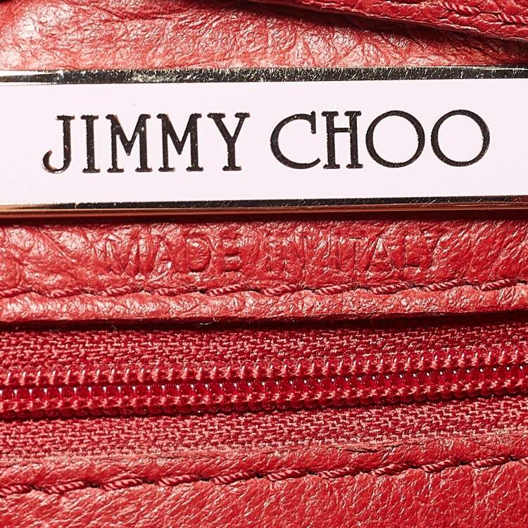 Pre Owned Jimmy Choo Red Leather Drawstring Shoulder Bag