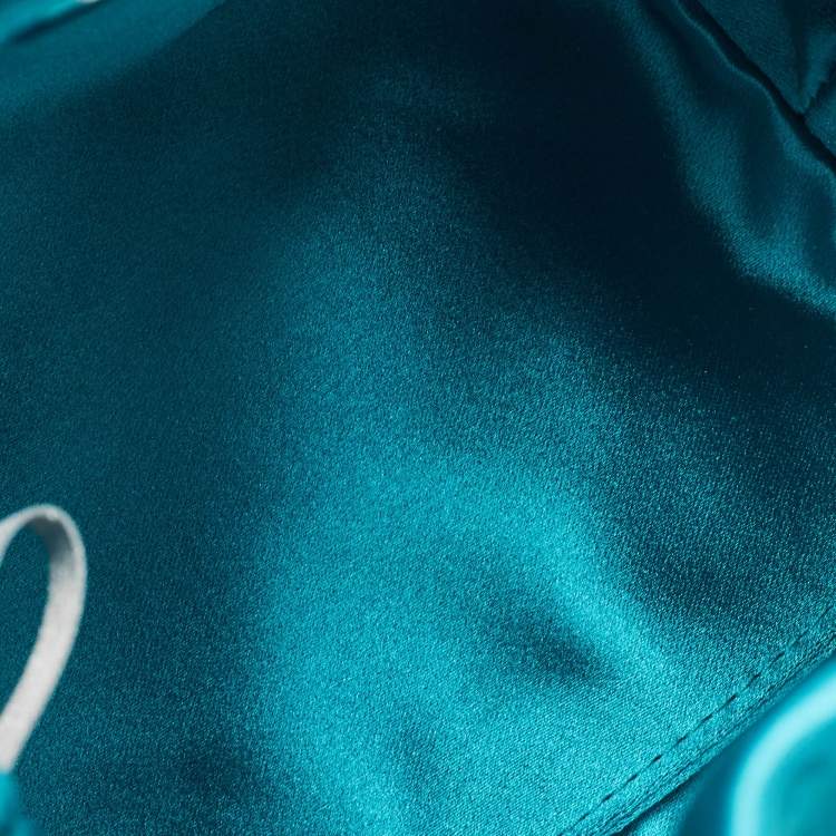 Pre Owned Jimmy Choo Aqua Green Satin Crystals Bon Bon Bucket Bag 
