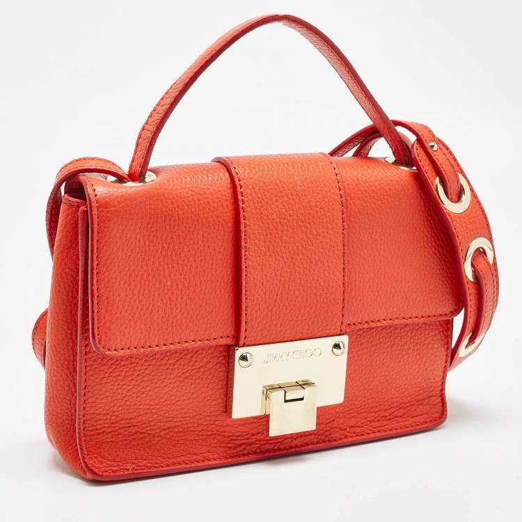 Pre Owned Jimmy Choo Orange Leather Rebel Crossbody Bag