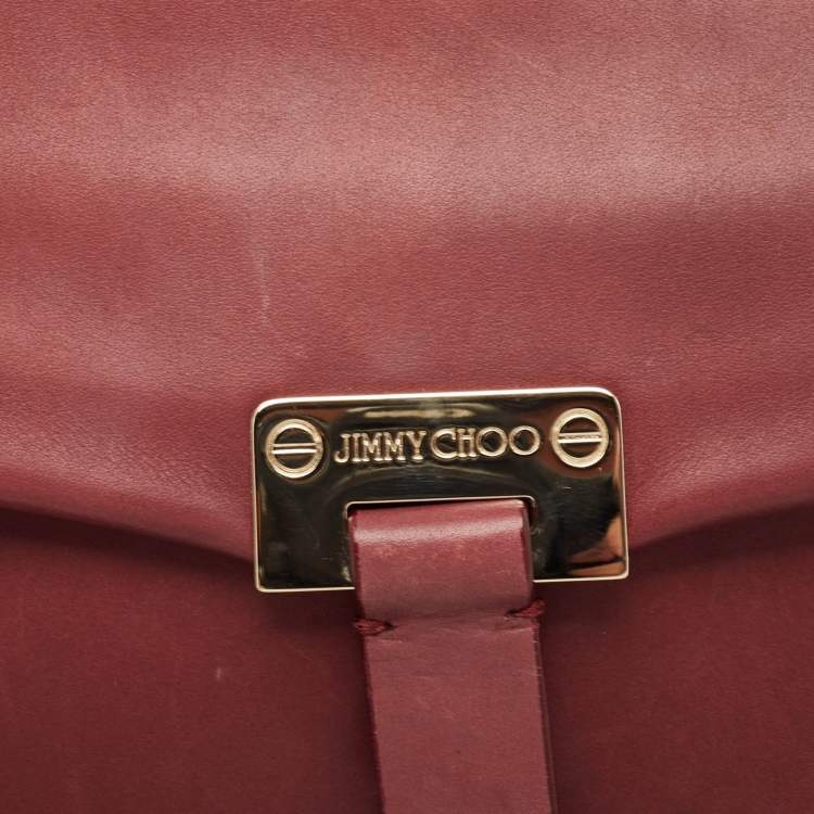 Pre Owned Jimmy Choo Burgundy Leather Flap Clutch