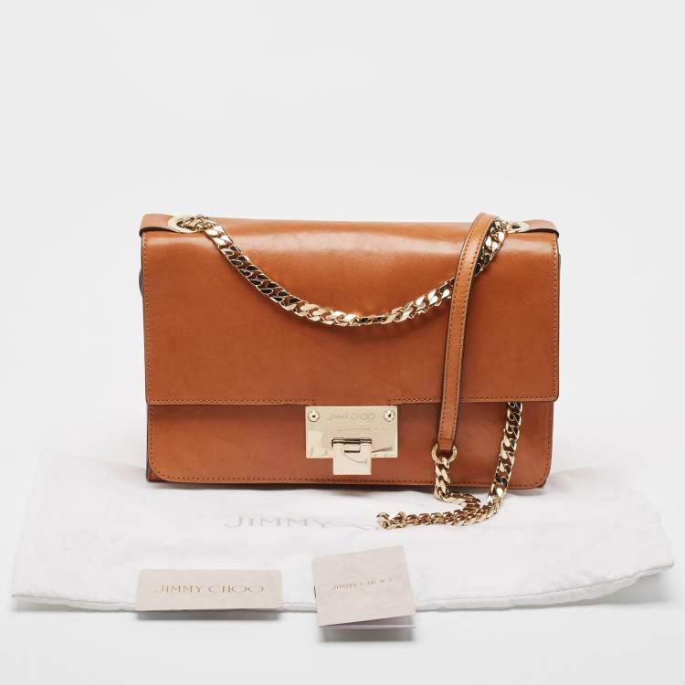 Pre Owned Jimmy Choo Brown Leather Rebel Flap Shoulder Bag