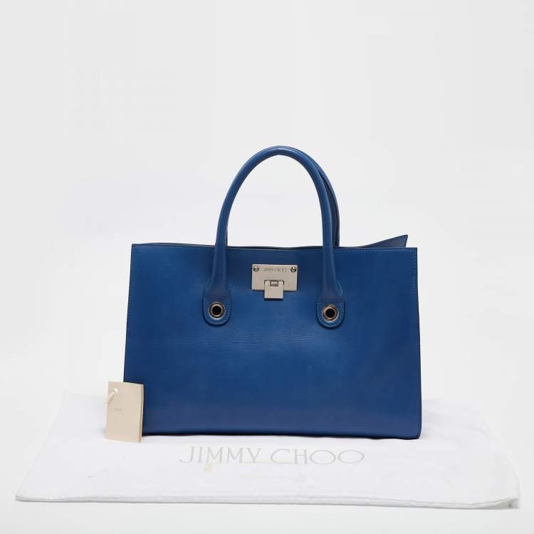 Pre Owned Jimmy Choo Bllue Leather Riley Tote