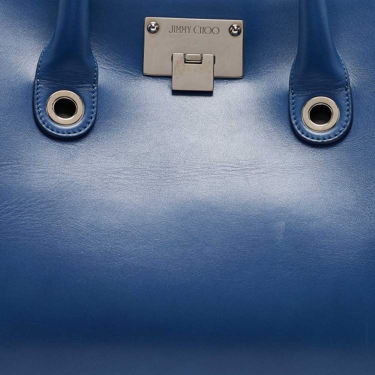 Pre Owned Jimmy Choo Bllue Leather Riley Tote