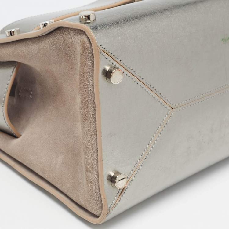 Pre Owned Jimmy Choo Silver Leather and Suede Satchel