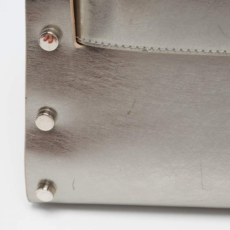 Pre Owned Jimmy Choo Silver Leather and Suede Satchel